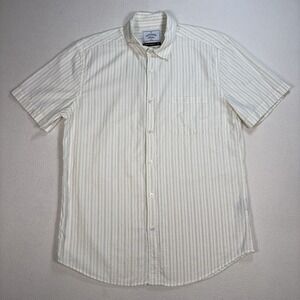 Portuguese Flannel Master Craftsman Shirt Men's L Off-White Stripe Cotton Pocket